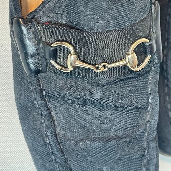 Gucci Monogrammed Black Horsebit Loafers size 9 - Picture 3 of 13